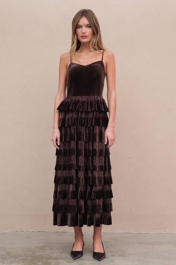 Velvet Pleated Tier Dress OH