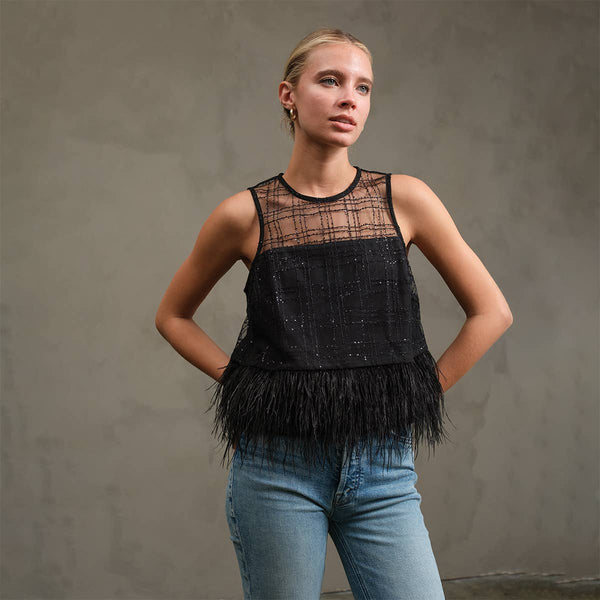 Luxe Grid Feather Top OH
