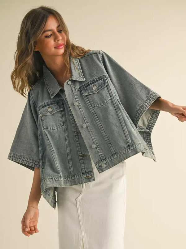 Cape Style Denim Jacket