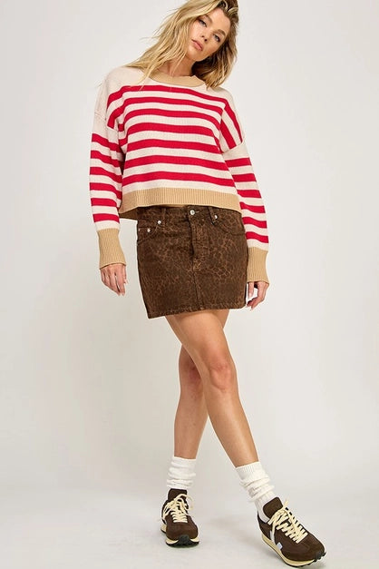 Red Striped Pullover Sweater