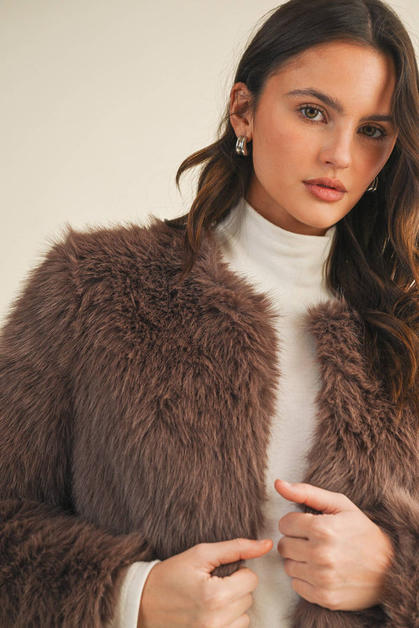 CROPPED FAUX FUR JACKET OH