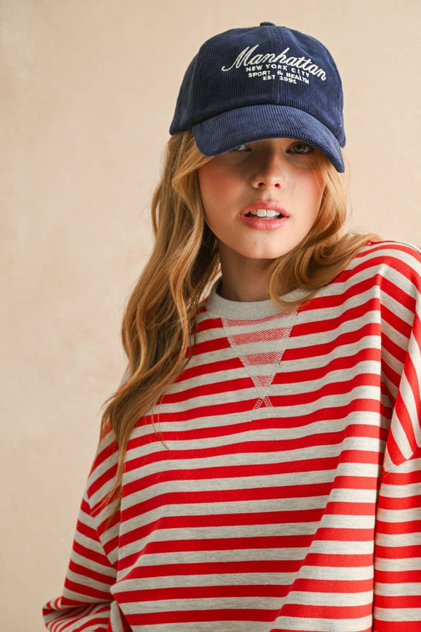 STRIPED KNITTED LONG SLEEVE PULLOVER OH