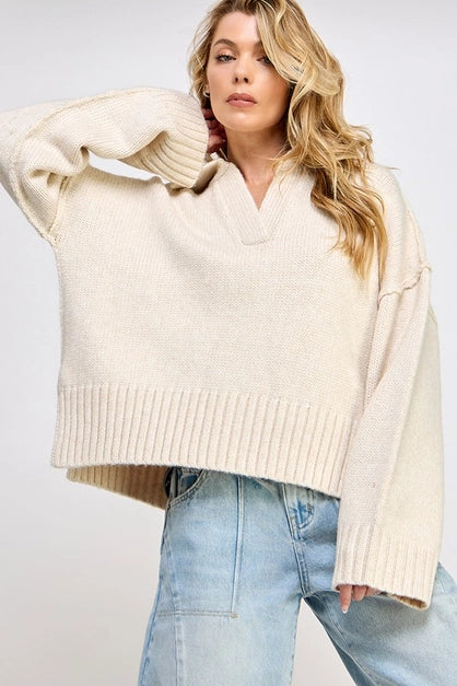 Polo Collar Cozy Sweater