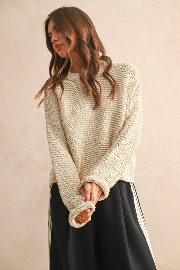 ROUND NECK SWEATER KNITTED TOP OH