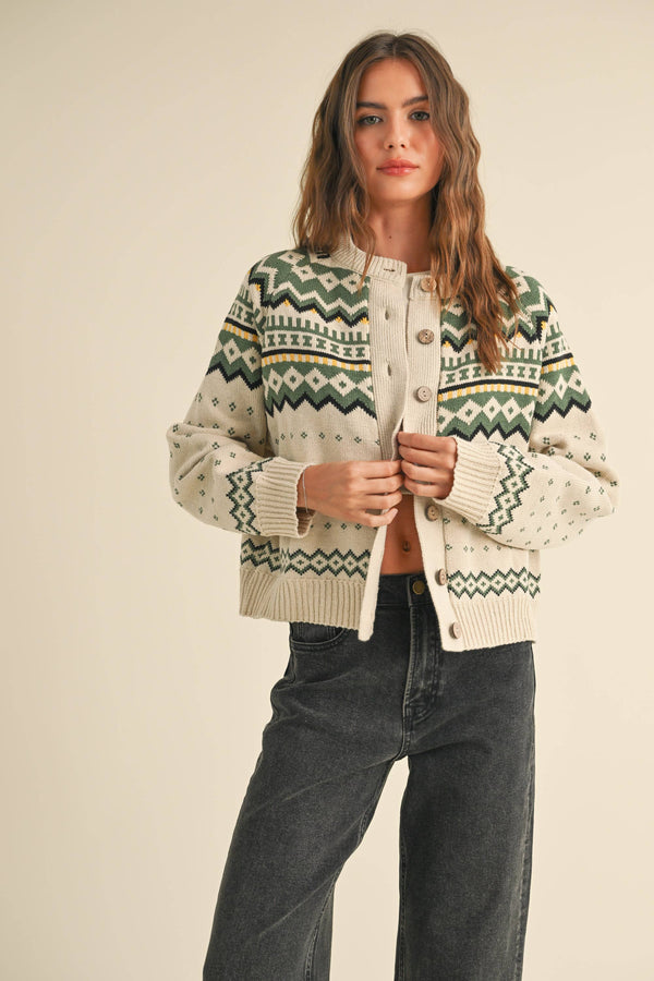Green Multi Cardigan