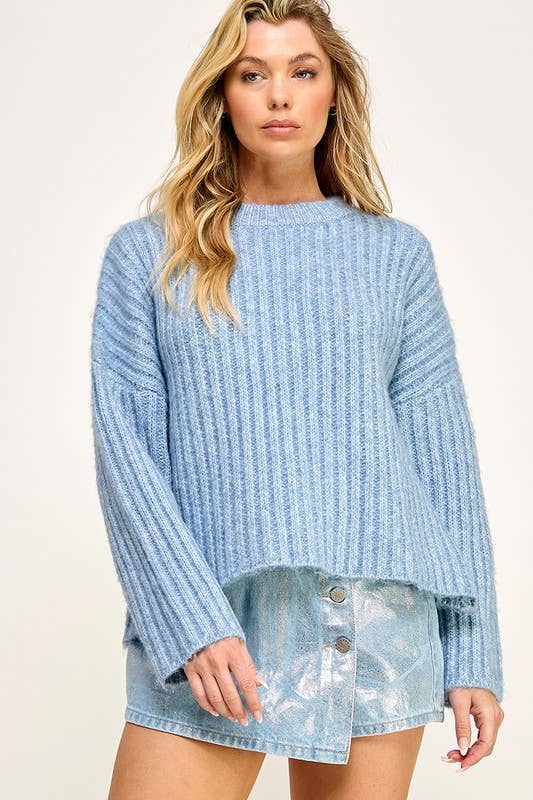 SUPER SOFT WARM ROUND NECK SWEATER RIB SWEATER