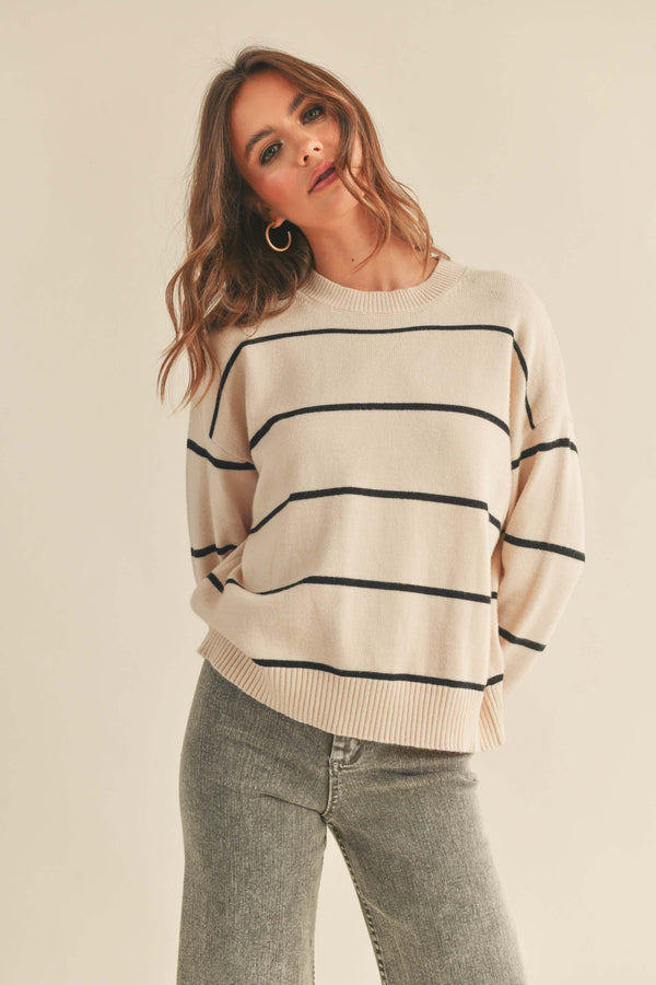 Beige Sweater Black Stripe